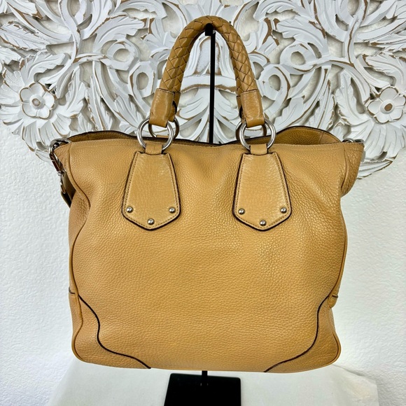 {Prada} Vitelli Daino Pebble Leather Braided Handle Open Tote - Picture 6 of 15